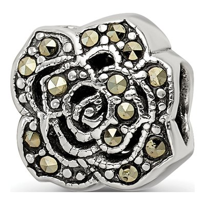Sterling Silver Marcasite Flower Bead