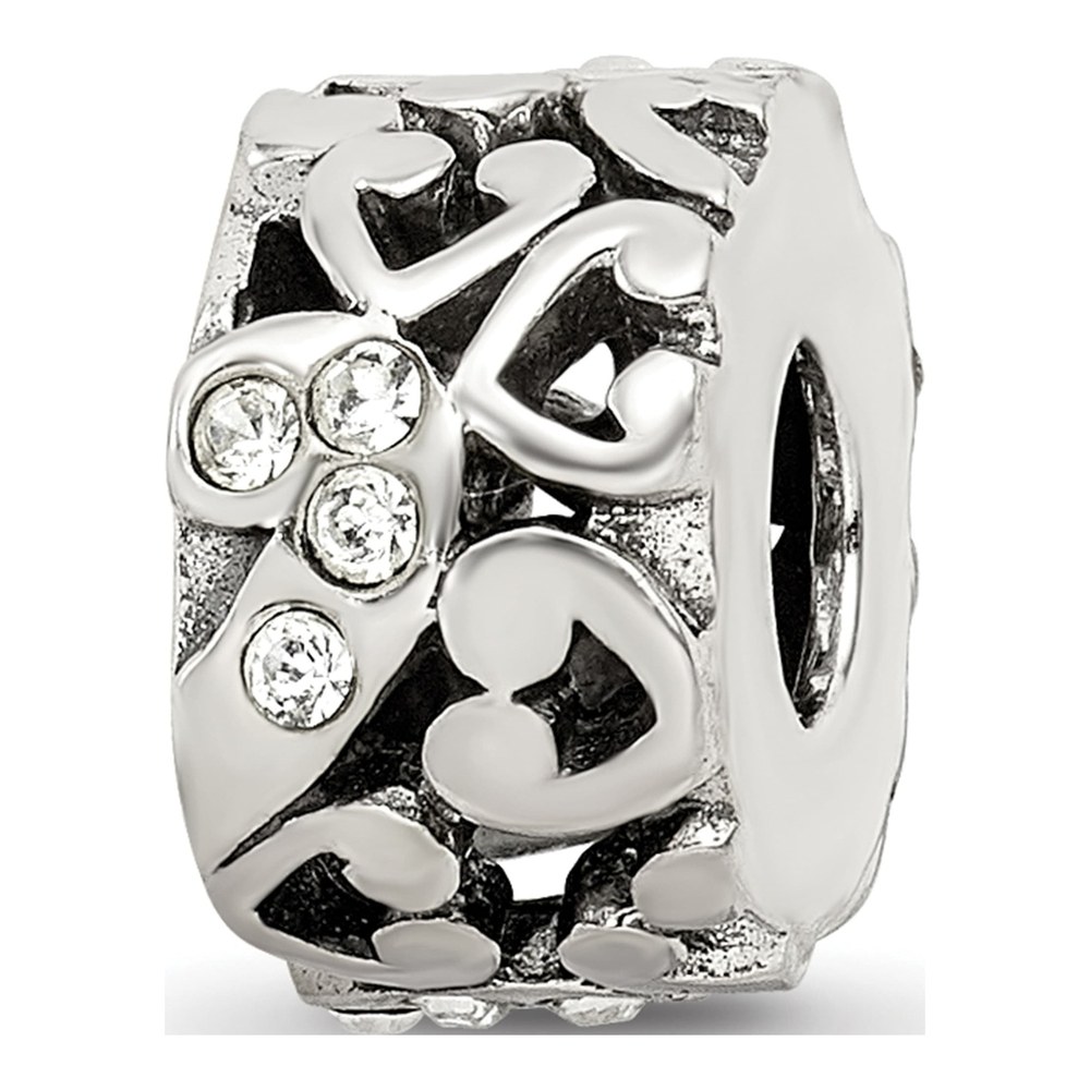 Sterling Silver Reflections Crystal & Hearts Bead