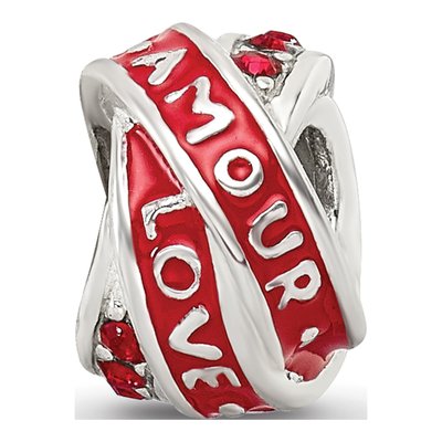 Sterling Silver Crystal Love Amour Bead