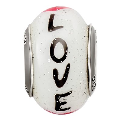 Sterling Silver Love Hearts Glass Bead – view 6