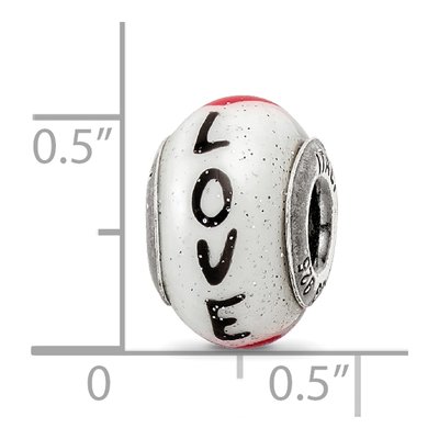 Sterling Silver Love Hearts Glass Bead – view 7