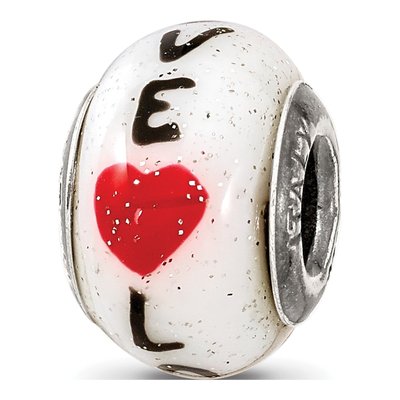 Sterling Silver Love Hearts Glass Bead – view 8