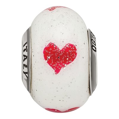 Sterling Silver Hearts Glass Bead – view 5