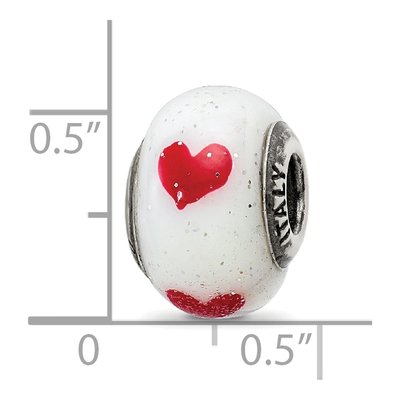 Sterling Silver Hearts Glass Bead – view 6