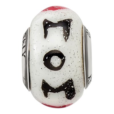 Sterling Silver Mom Hearts Glass Bead – view 6