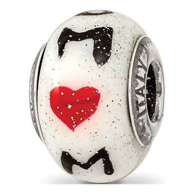 Sterling Silver Mom Hearts Glass Bead – view 7
