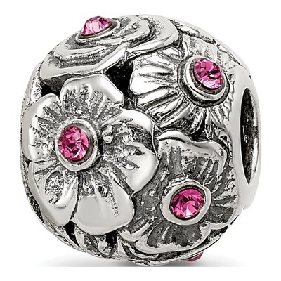 Sterling Silver Crystal Flower Bead