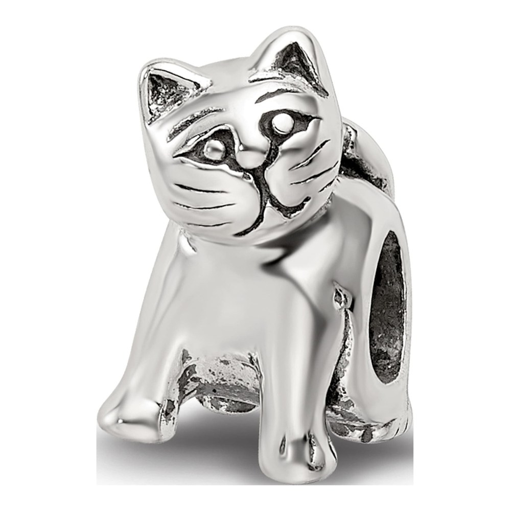 Sterling Silver Antique Cat Bead