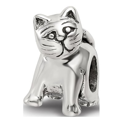 Sterling Silver Antique Cat Bead