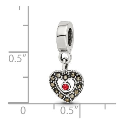 Sterling Silver Marcasite Heart Dangle Bead – view 5