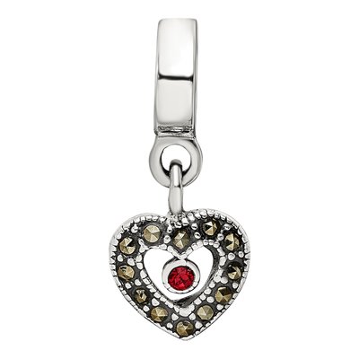 Sterling Silver Marcasite Heart Dangle Bead – view 6