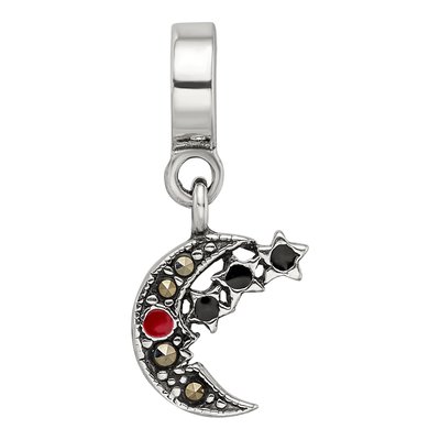 Sterling Silver Marcasite Moon Stars Dangle Bead – view 5
