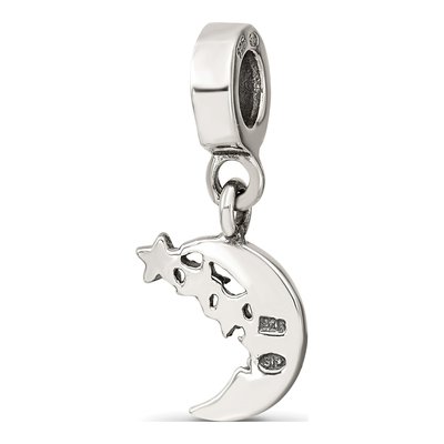 Sterling Silver Marcasite Moon Stars Dangle Bead – view 7