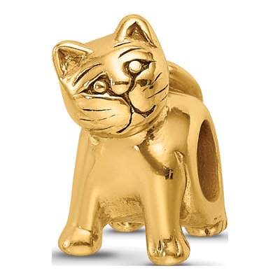 Gold-Plated Sterling Silver Cat Bead