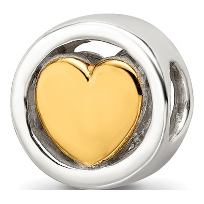 Gold-Plated Sterling Silver Heart Bead