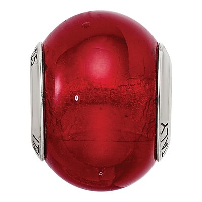 Sterling Silver Red Murano Glass Bead – view 5