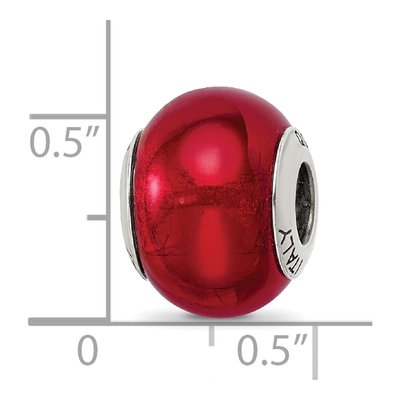 Sterling Silver Red Murano Glass Bead – view 6