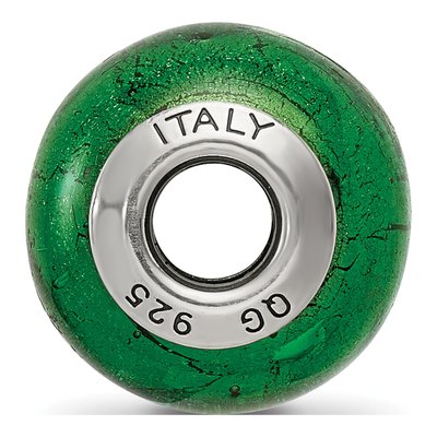 Sterling Silver Green Murano Glass Bead – view 4
