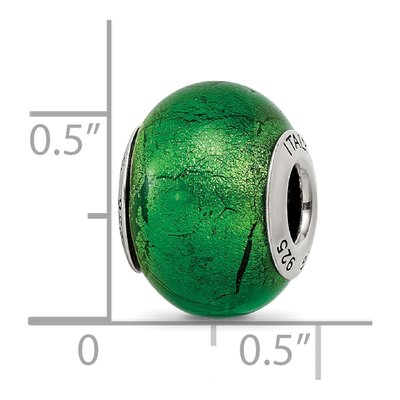 Sterling Silver Green Murano Glass Bead – view 6