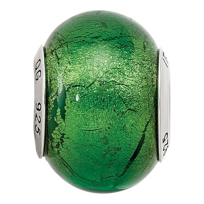 Sterling Silver Green Murano Glass Bead – view 7