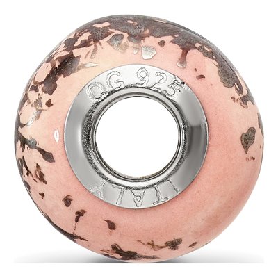 Sterling Silver Pink Ceramic Bead – view 4