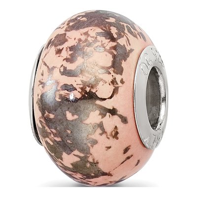 Sterling Silver Pink Ceramic Bead