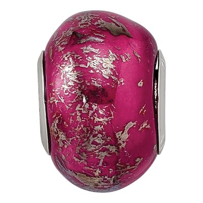 Sterling Silver Dark Pink Ceramic Bead – view 5