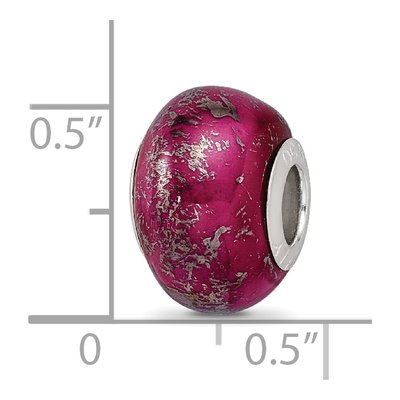 Sterling Silver Dark Pink Ceramic Bead – view 6
