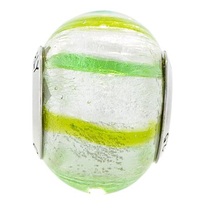 Sterling Silver Murano Glass Green Bead