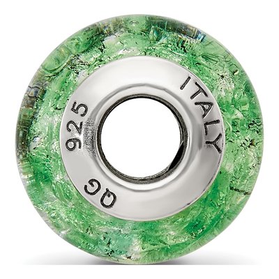 Sterling Silver Green Murano Bead – view 2