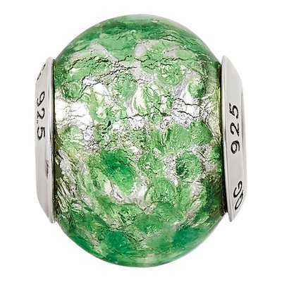 Sterling Silver Green Murano Bead – view 3
