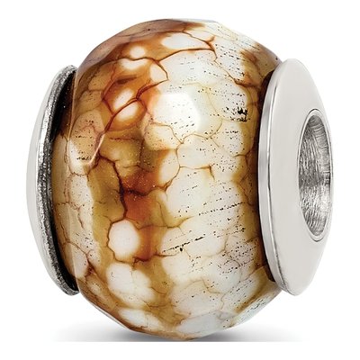 Sterling Silver Agate Cracked Shell Bead