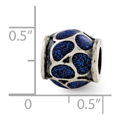 Sterling Silver Blue Enamel Bead – view 4