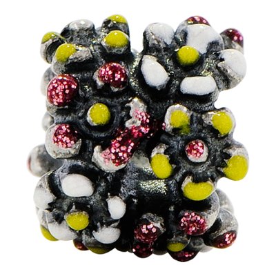 Sterling Silver Enameled Flower Bead