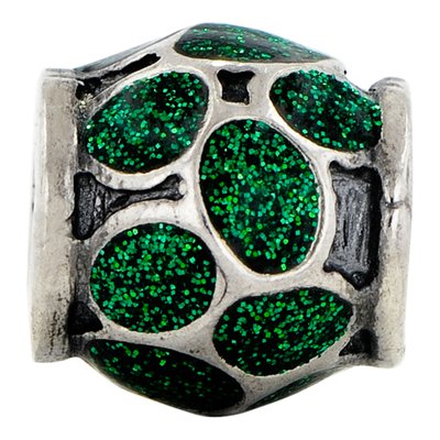 Sterling Silver Green Enamel Bead – view 2