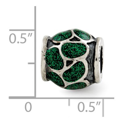 Sterling Silver Green Enamel Bead – view 3
