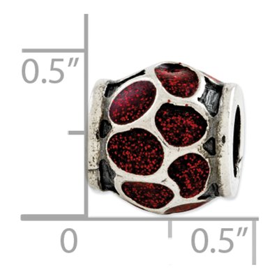 Sterling Silver Red Enamel Bead – view 4