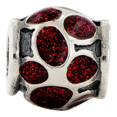 Sterling Silver Red Enamel Bead