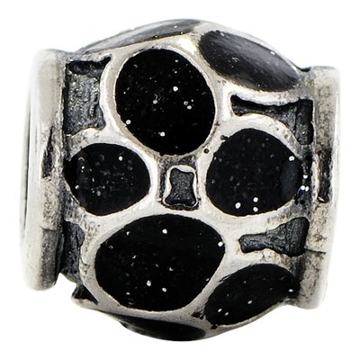 Sterling Silver Black Enamel Bead