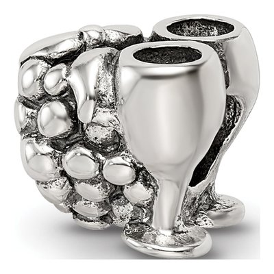 Sterling Silver Grapes Wine Glasses Bead – view 7