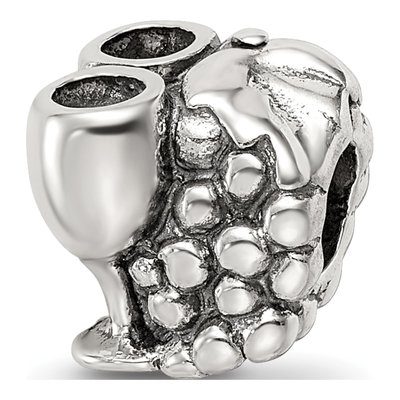 Sterling Silver Grapes Wine Glasses Bead
