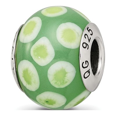 Sterling Silver Green Murano Bead