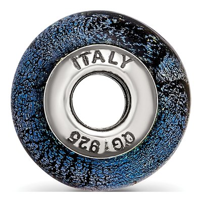 Sterling Silver Green Blue Glass Bead – view 4