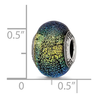 Sterling Silver Green Blue Glass Bead – view 6