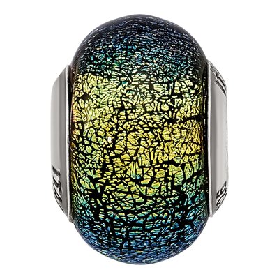 Sterling Silver Green Blue Glass Bead – view 7