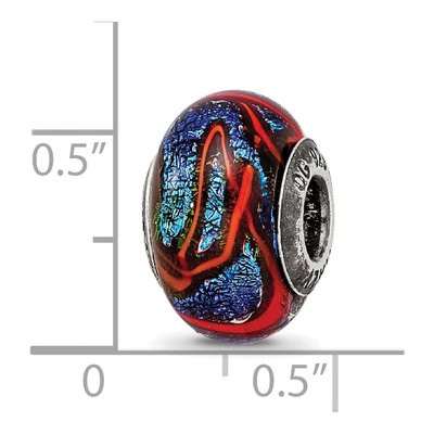 Sterling Silver Murano Glass Blue Orange Bead – view 4