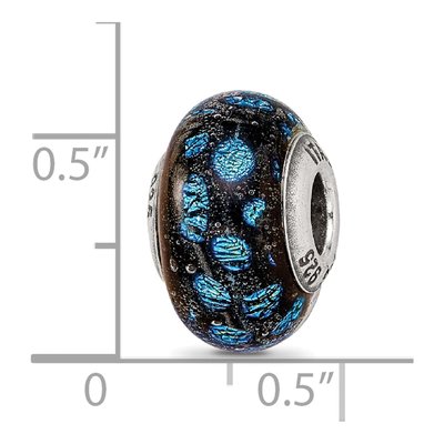 Sterling Silver Blue Dots Murano Glass Bead – view 6