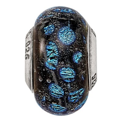 Sterling Silver Blue Dots Murano Glass Bead – view 7