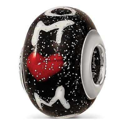 Sterling Silver Mom Hearts Glass Bead – view 8