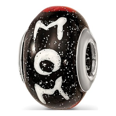 Sterling Silver Mom Hearts Glass Bead